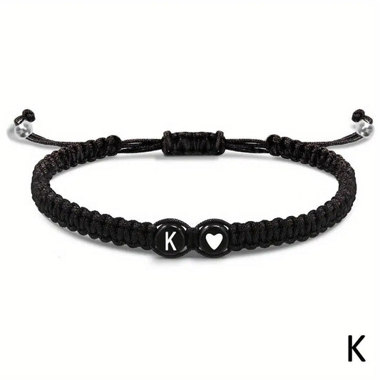 26 Letters Initial Heart Bracelets Handmade Adjustable A-Z Name Braided Bracelets for Women Men Friendship Jewelry Gifts